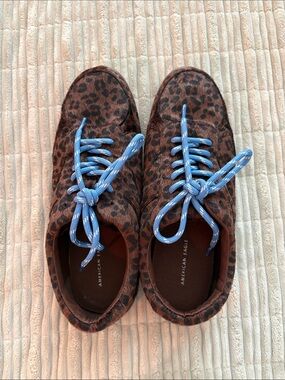 American Eagle Outfitters Leopard-Print Sneakers with Blue Laces